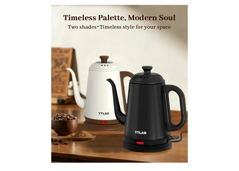 Electric Kettle 1L, 1000W Fast Boiling for Pour-Over Coffee & Tea, Stainless Steel BPA-Free, Precise Flow Spout, Auto Shut-Off & Boil-Dry Protection - (Black)