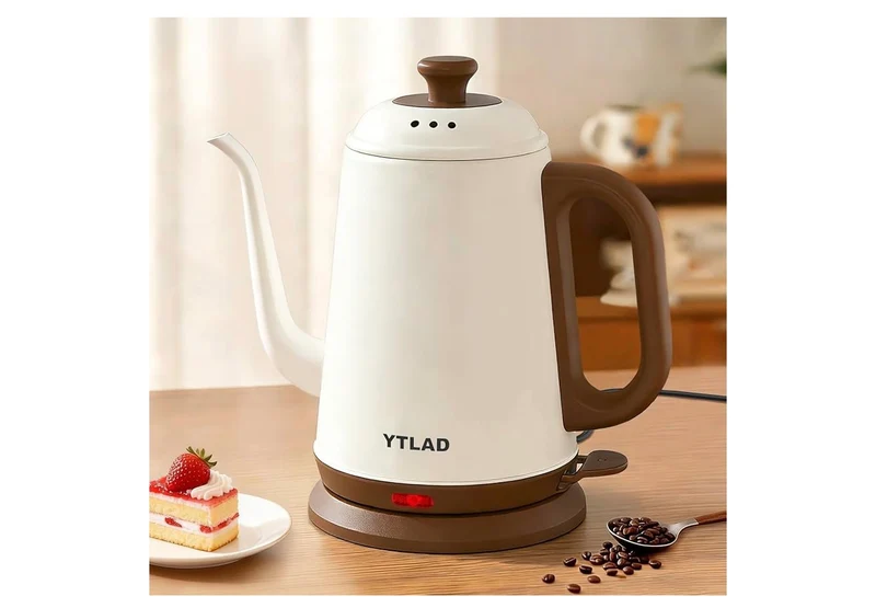 Electric Kettle 1L, 1000W Fast Boiling for Pour-Over Coffee & Tea, Stainless Steel BPA-Free, Precise Flow Spout, Auto Shut-Off & Boil-Dry Protection Retro Style (White)