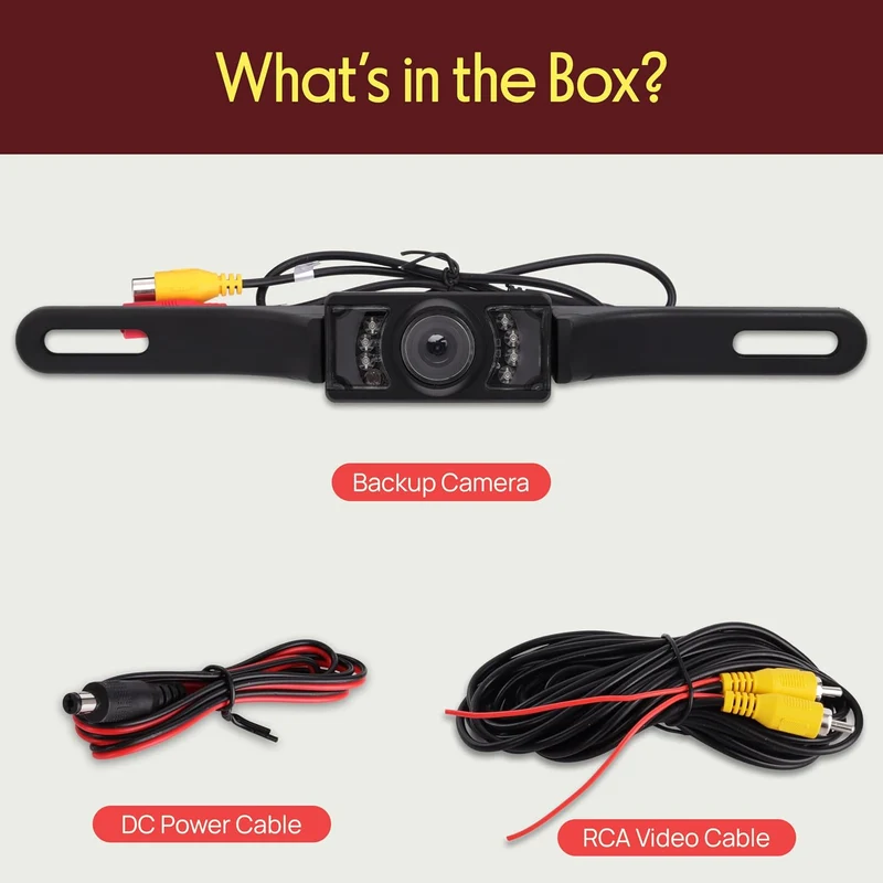 Rear View Backup Parking Reverse Camera, License Plate Mount