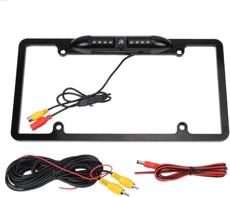 License Plate Frame Backup Camera, 12V Waterproof Rear View Camera W/ 8 LED, 170° Viewing Angle Night Vision Reverse Cam