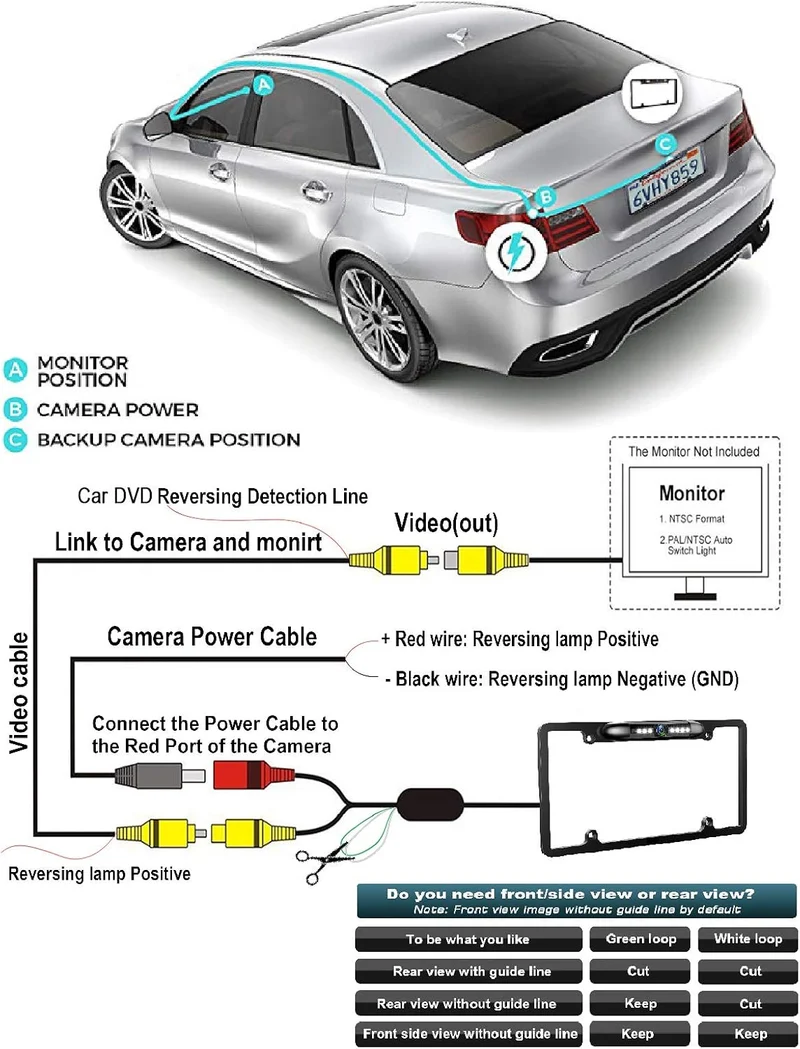 License Plate Backup Camera HD Front Rear View Reverse Camera with 7 LED Night