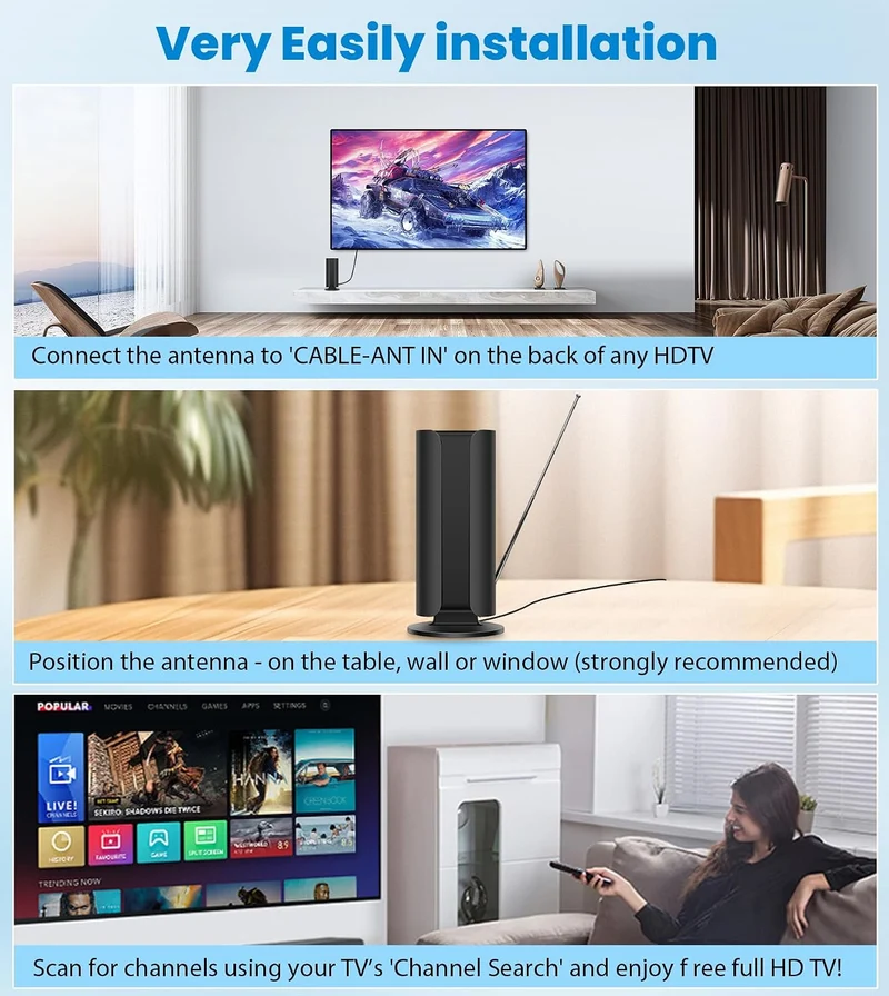 2026 TV Antenna for Smart TV, 5000+ Miles Range Strongest Digital HD TV Antenna