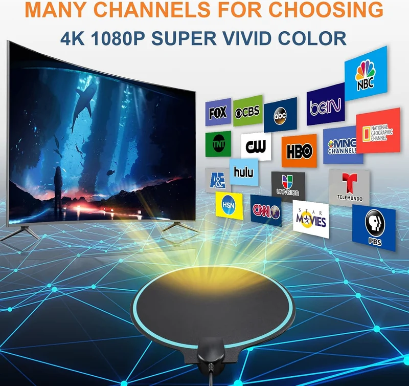 Digital HDTV Antenna Long Range 380 Miles Indoor Amplified Signal Booster