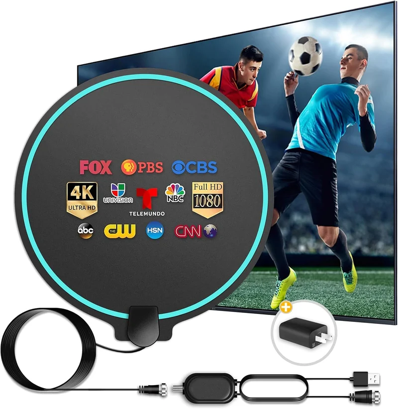 Digital HDTV Antenna Long Range 380 Miles Indoor Amplified Signal Booster