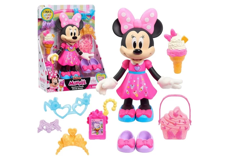 Disney Junior Sweets & Treats Minnie Mouse, Interactive 10" Doll with Lights, Sounds, and Accessories, Kids Toys for Ages 3 Up +