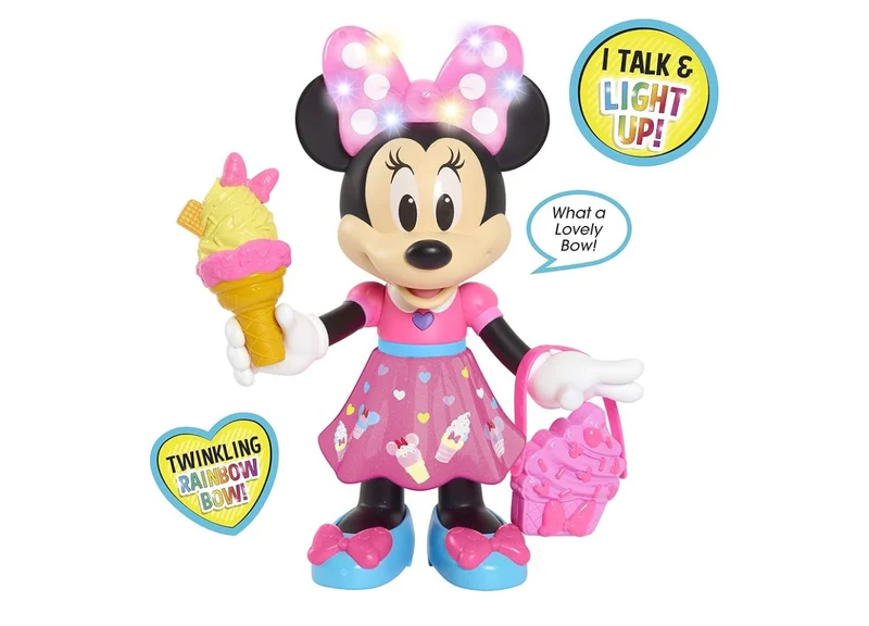 Disney Junior Sweets & Treats Minnie Mouse, Interactive 10" Doll with Lights, Sounds, and Accessories, Kids Toys for Ages 3 Up +