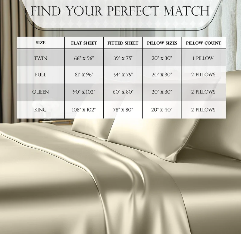 4PCS Luxury Silky Queen Size Bedding Set - Softer Than Silk, Wrinkle-Free with 15” Deep Pocket Fitted Sheet - (Champagne)