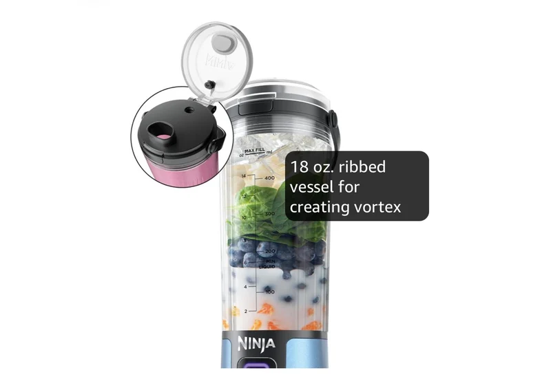Ninja Blast Cordless 18oz. Portable Blender For-Shakes and Smoothies, BPA Free, Leakproof-Lid and Sip Spout, USB-C Rechargeable, Dishwasher Safe - (Metallic Blue)
