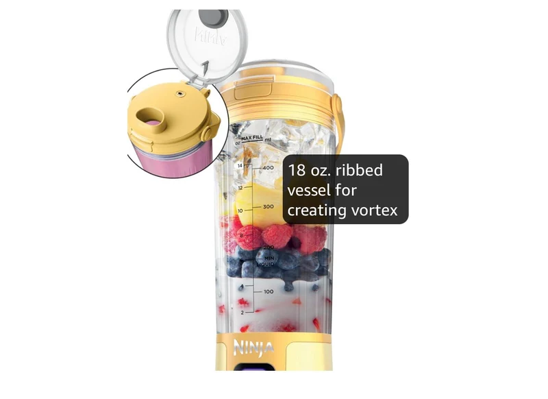Ninja Blast Cordless 18oz. Portable Blender For-Shakes and Smoothies, BPA Free, Leakproof-Lid and Sip Spout, USB-C Rechargeable, Dishwasher Safe - Lemon Meringue