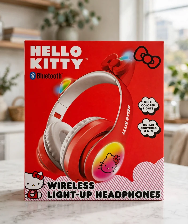 Hello Kitty Bluetooth Wireless Light-Up Headphones RGB New