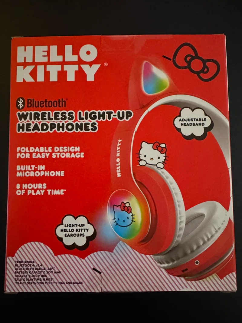 Hello Kitty Bluetooth Wireless Light-Up Headphones RGB New