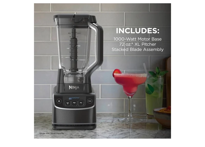 Ninja Professional Blender 1000W Power, XL 72-oz. Pitcher Total Crushing Technology Full-Size Countertop - (Black)