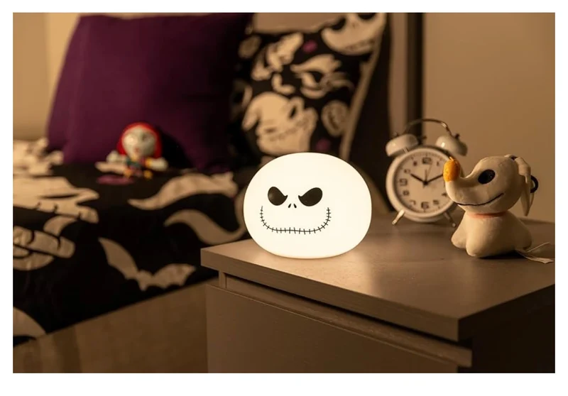 Jack Skellington Squishy Color-Changing Night Light for Kids & Adults, USB/Battery Operated Dimmable Lamp