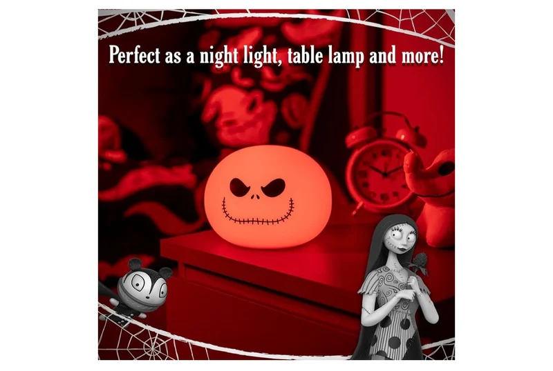 Jack Skellington Squishy Color-Changing Night Light for Kids & Adults, USB/Battery Operated Dimmable Lamp