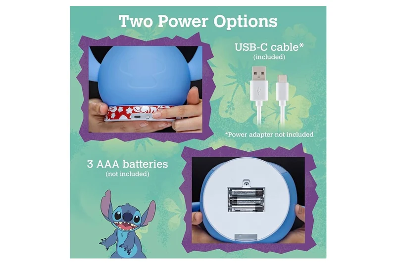 Lilo and Stitch Squish Night Light for Kids, USB Lamp, Battery Operated, Dimmable