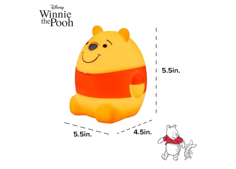 Winnie the Pooh Squishy Night Light for Kids, USB Lamp, Battery Operated, Dimmable
