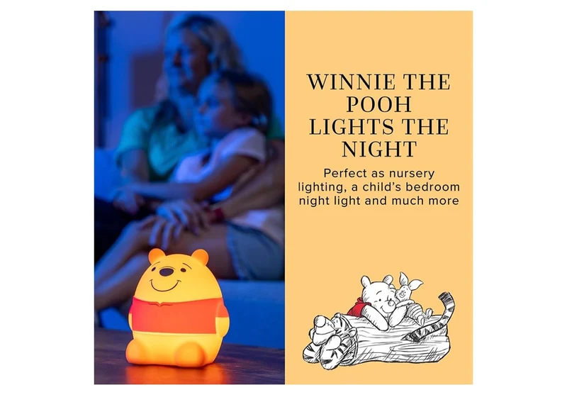 Winnie the Pooh Squishy Night Light for Kids, USB Lamp, Battery Operated, Dimmable