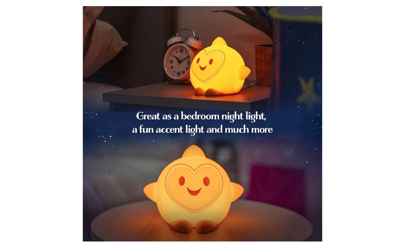 Wish Squishy Night Light for Kids, USB Lamp, Battery Operated, Dimmable