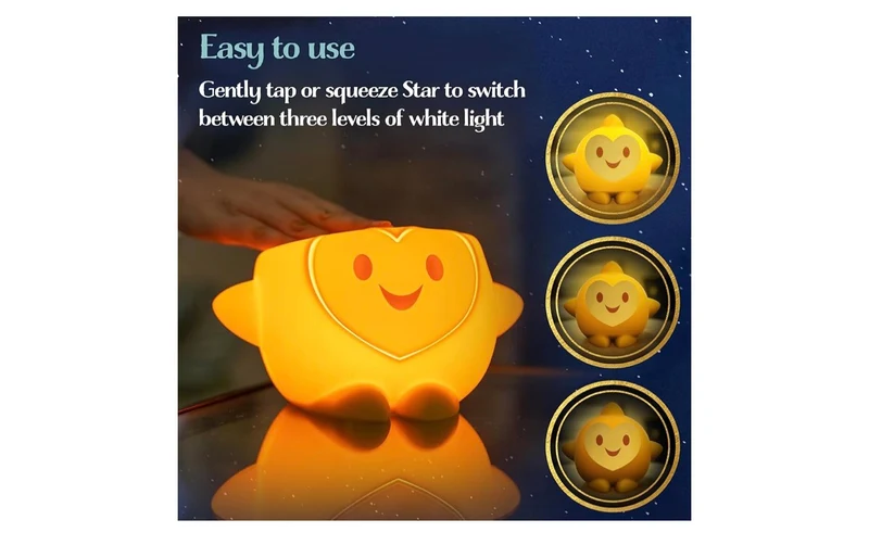 Wish Squishy Night Light for Kids, USB Lamp, Battery Operated, Dimmable