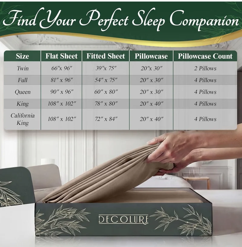 100% Viscose Derived from Bamboo Sheets King Size - Luxury 6 Pc Naturally Cooling Sheets, Ultra Soft Bed Set - Deep 17" Pockets, Durable Double Stitching - (Taupe)