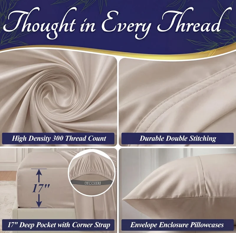 100% Viscose Derived from Bamboo Sheets King Size - Luxury 4 Pc Naturally Cooling Sheets, Ultra Soft Bed Set - Deep 17" Pockets, Durable Double Stitching - (Taupe)
