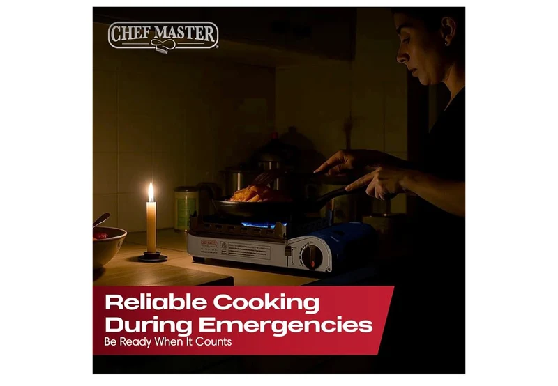 Butane Portable Camp Stove 15,000 BTU | Double Wind-Guard Portable Stove Burner w/ Click Ignition