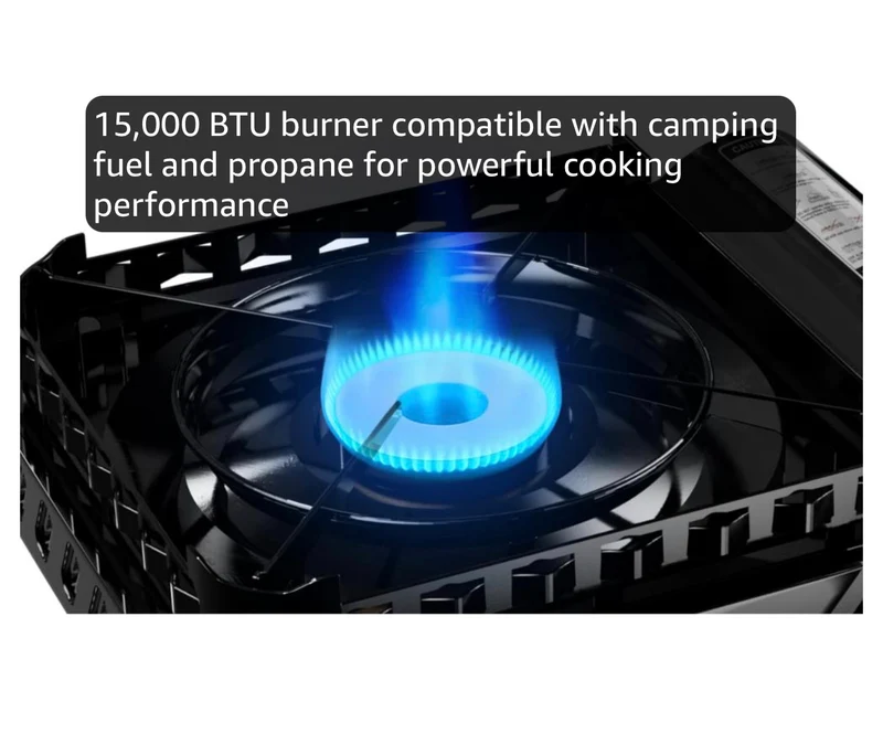 15,000 BTU Propane or Butane Portable Stove Dual Fuel Camping Stove with Carrying Case