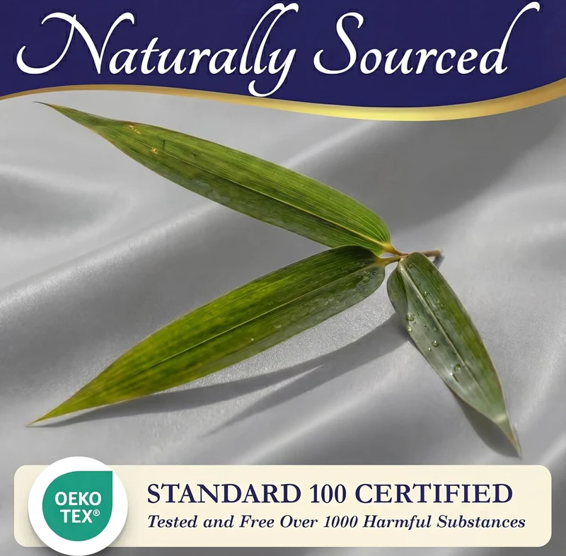 100% Viscose Derived from Bamboo Sheets King Size - Luxury 4 Pc Naturally Cooling Sheets, Ultra Soft Bed Set - Deep 17" Pockets, Durable Double Stitching, Oeko Tex Standard - (Light Grey)