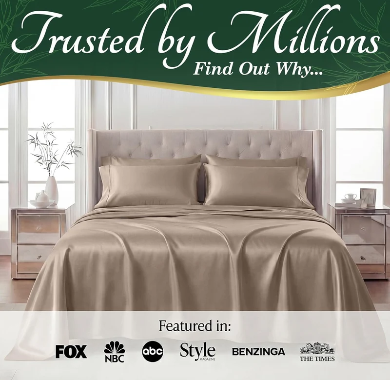 100% Viscose Derived from Bamboo Sheets King Size - Luxury 6 Pc Naturally Cooling Sheets, Ultra Soft Bed Set - Deep 17" Pockets, Durable Double Stitching, Oeko Tex Standard - (Taupe)