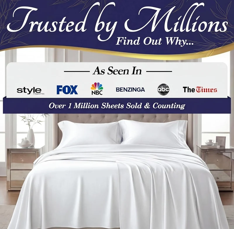 100% Viscose Derived from Bamboo Sheets Queen Size - Luxury 4 Pc Naturally Cooling Sheets, Ultra Soft Bed Set - Deep 17" Pockets, Durable Double Stitching, Oeko Tex Standard - (White)