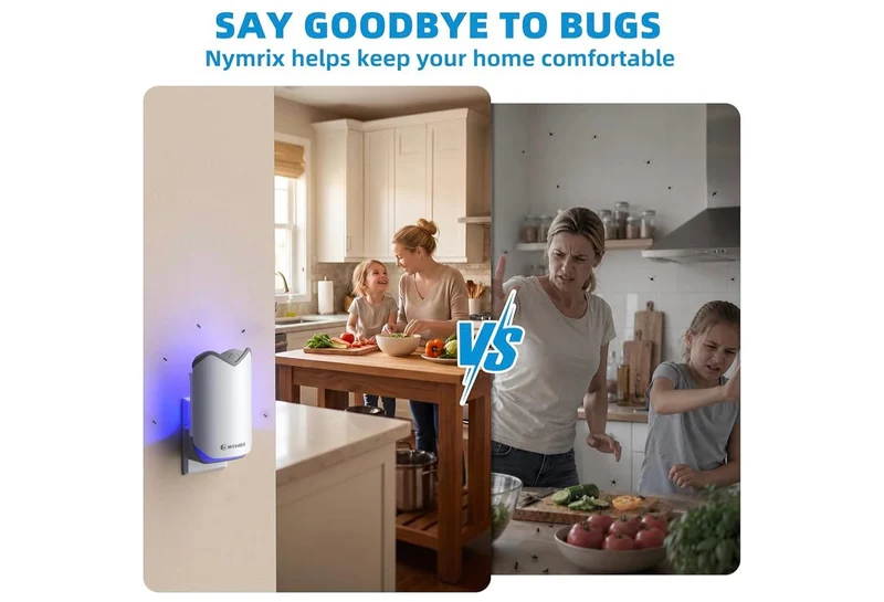 Indoor Fly Trap, Plug-in Flying Insect Trap for Fruit Flies & Gnats 24/7 Blue Light Trap - 2 Bases + 6 Refills