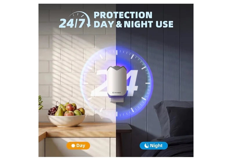 Indoor Fly Trap, Plug-in Flying Insect Trap for Fruit Flies & Gnats 24/7 Blue Light Trap - 2 Bases + 6 Refills