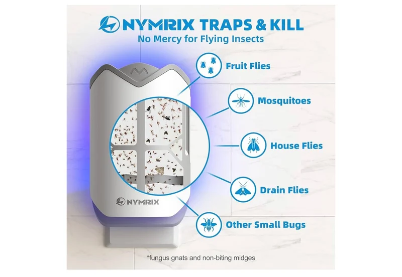 Flying Insect Trap, Plug-in Indoor Fly Trap for Fruit Flies & Gnats24/7 Blue Light Trap - 1 Base + 2 Refills