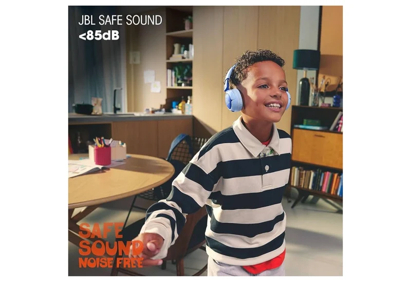 JBL Junior On-Ear Kids Headphones Safe Sound 85dB, Parental Control w/ Customizable Volume Playtime, Easy monitoring, Built-in mic, 50-hour battery life