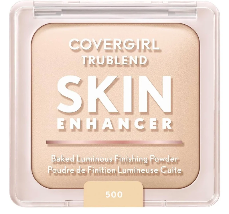 COVERGIRL TruBlend Skin Enhancer Baked Luminous Finishing Face Powder, with Hyaluronic Acid and White Rose Extract, Sheer & Buildable - 500 Sugar Cookie
