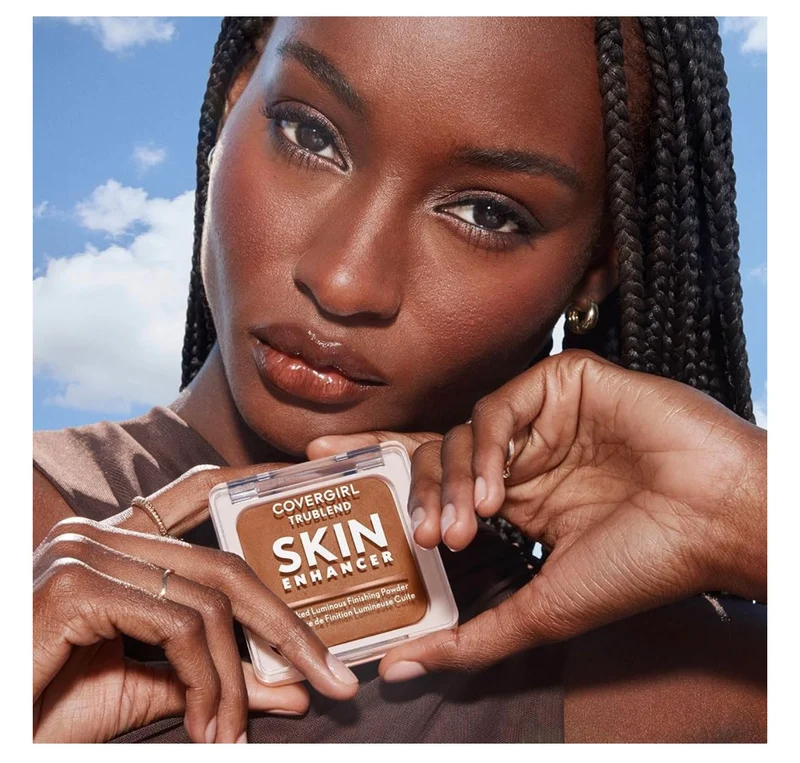 COVERGIRL TruBlend Skin Enhancer Baked Luminous Finishing Face Powder, with Hyaluronic Acid and White Rose Extract, Sheer & Buildable - 530 Cocoa Brownie