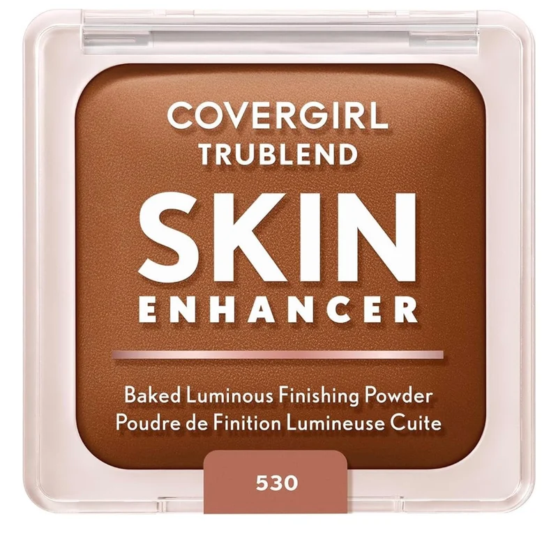 COVERGIRL TruBlend Skin Enhancer Baked Luminous Finishing Face Powder, with Hyaluronic Acid and White Rose Extract, Sheer & Buildable - 530 Cocoa Brownie