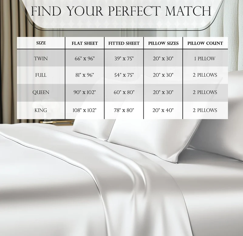 Satin Bed Sheets - 4 PCS Luxury Silky Queen Size Bedding Set - Softer Than Silk, Wrinkle-Free with 15” Deep Pocket Fitted Sheet - (White)