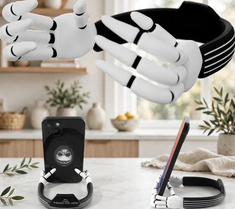 Jack Skellington Hands Phone Stand for Desk- Tim Burton’s The Nightmare Before Christmas Jack and Sally Phone Holder Stand