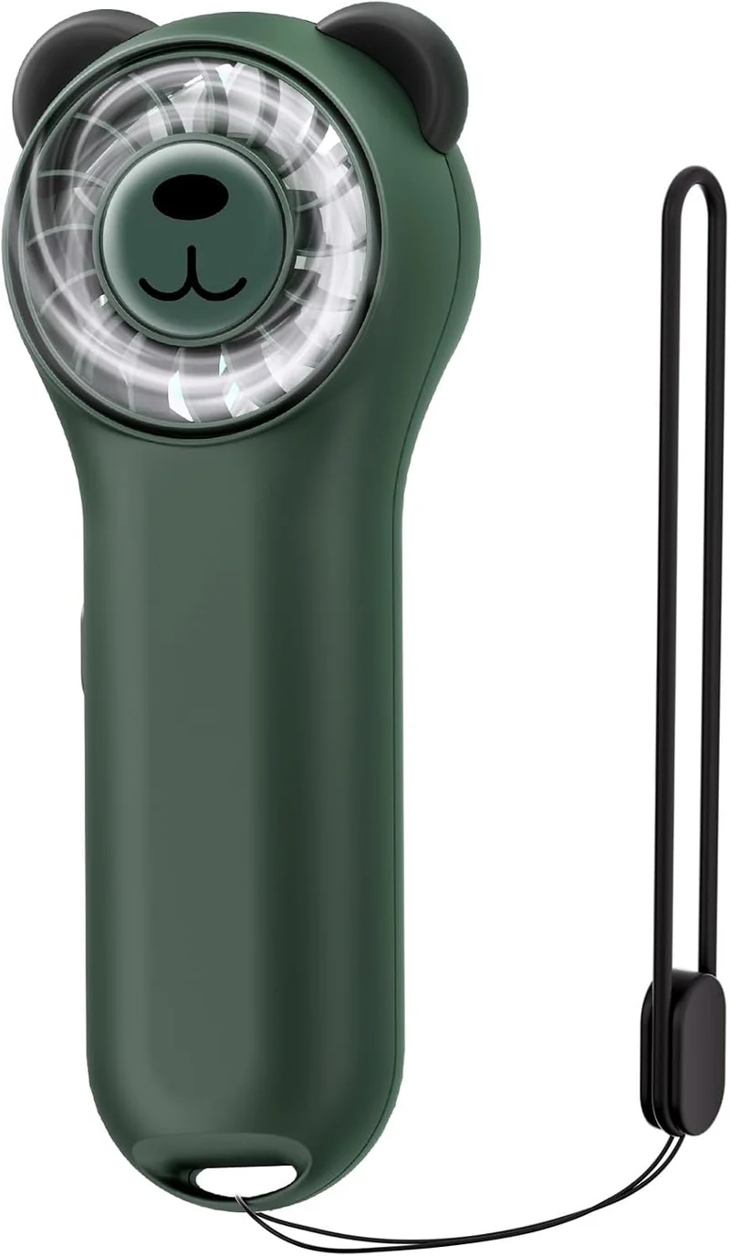 Cute Bear Mini Handheld Portable Fan 11000RPM Rechargeable - Green