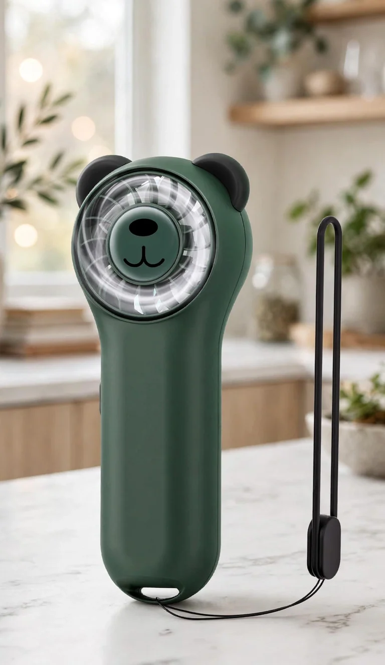 Cute Bear Mini Handheld Portable Fan 11000RPM Rechargeable - Green