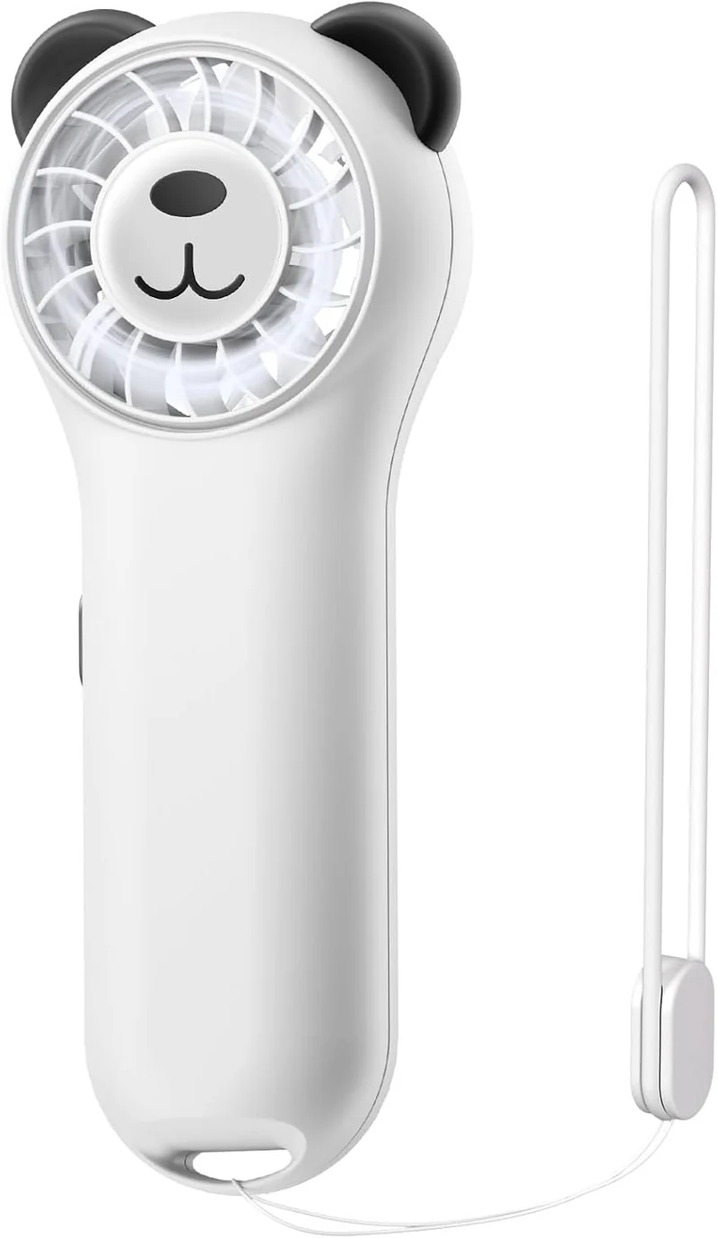 (WHITE) Cute Bear Mini Handheld Portable Fan 11000RPM Rechargeable