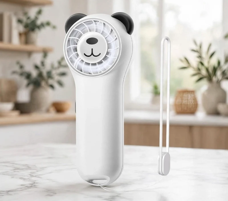 (WHITE) Cute Bear Mini Handheld Portable Fan 11000RPM Rechargeable