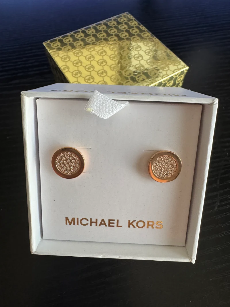 Michael Kors Rose Gold Crystal Pave Stud Earrings