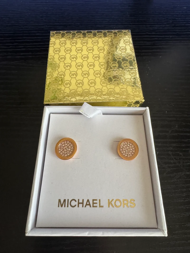 Michael Kors Rose Gold Crystal Pave Stud Earrings