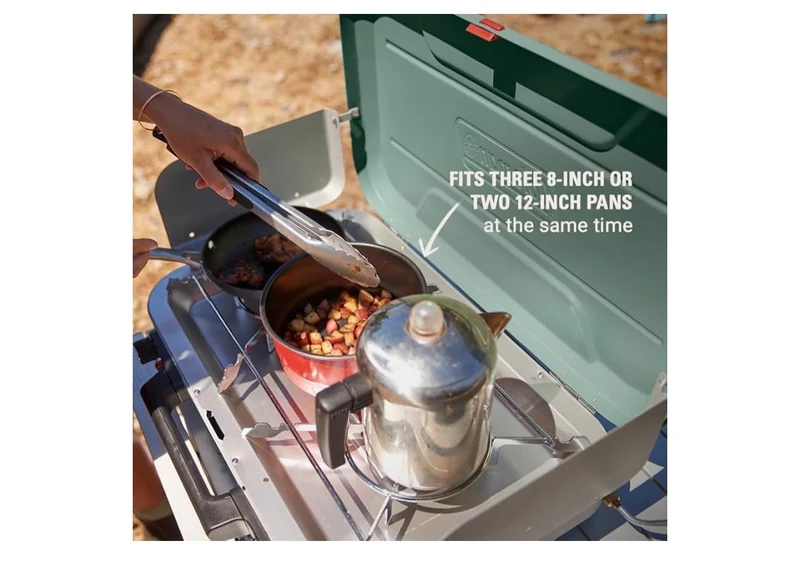 Coleman 3-Burner Camping Stove, Portable Cooktop w/ 28,000 BTUs, Matchless Lighting, & Dual Wind Guards, Great for Outdoor Cooking, Camping, Tailgating, Grilling, BBQs, & More