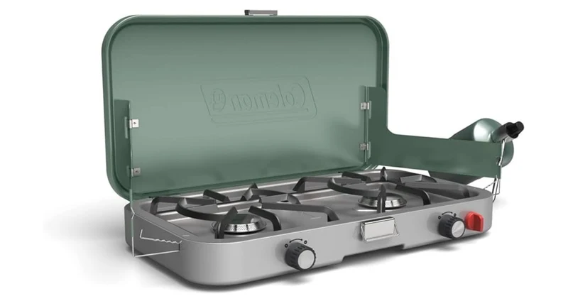 Coleman 3-in-1 Outdoor Camp Stove, Portable Cooktop w/ Included Cast-Iron Grill & Griddle Accessories, 24,000 BTUs of Power for Camping, Tailgating, Grilling