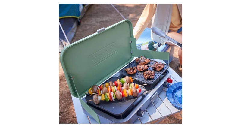 Coleman 3-in-1 Outdoor Camp Stove, Portable Cooktop w/ Included Cast-Iron Grill & Griddle Accessories, 24,000 BTUs of Power for Camping, Tailgating, Grilling