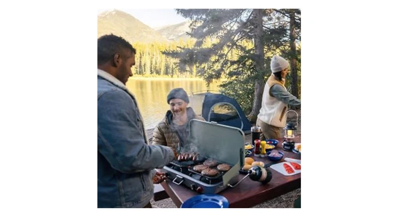 Coleman 3-in-1 Outdoor Camp Stove, Portable Cooktop w/ Included Cast-Iron Grill & Griddle Accessories, 24,000 BTUs of Power for Camping, Tailgating, Grilling