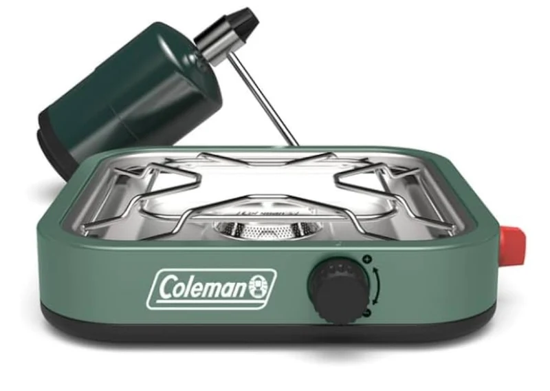 Coleman 18 1-Burner Camping Stove, Portable Cooktop w/ 8000 BTUs & Matchless Lighting, Fits 12-Inch Pan, Great for Outdoor Cooking, Camping, Tailgating, Grilling, BBQs, & More